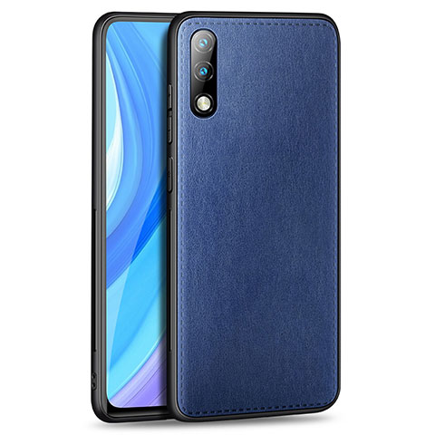 Custodia Lusso Pelle Cover per Huawei Enjoy 10 Blu