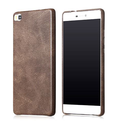 Custodia Lusso Pelle Cover per Huawei P8 Marrone