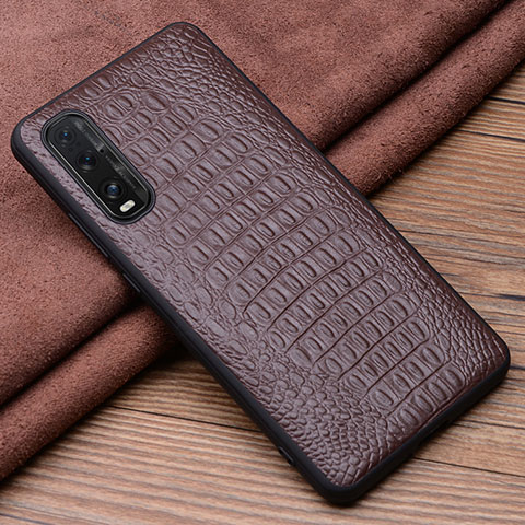 Custodia Lusso Pelle Cover per Oppo Find X2 Marrone