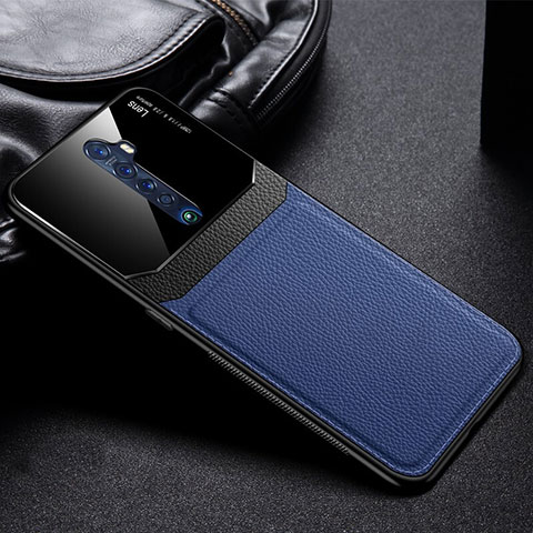 Custodia Lusso Pelle Cover per Oppo Reno2 Blu