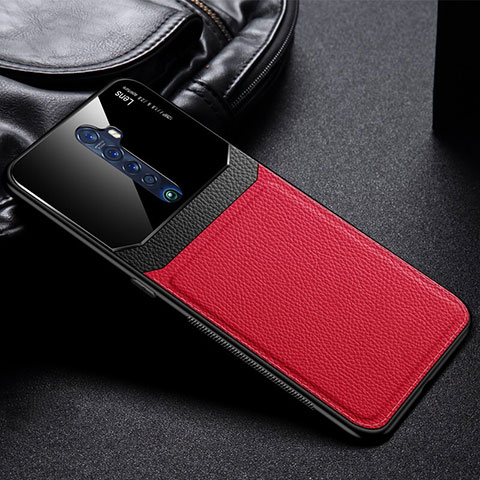 Custodia Lusso Pelle Cover per Oppo Reno2 Rosso