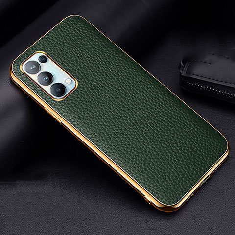 Custodia Lusso Pelle Cover per Oppo Reno5 Pro 5G Verde