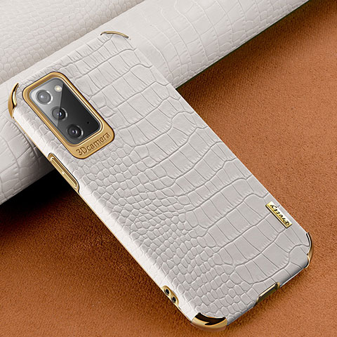 Custodia Lusso Pelle Cover per Samsung Galaxy Note 20 5G Bianco