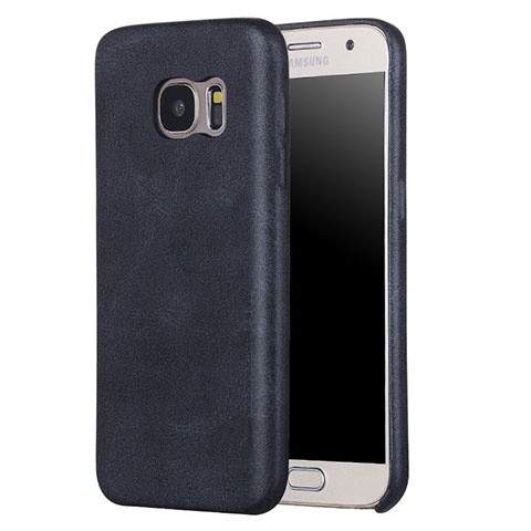 Custodia Lusso Pelle Cover per Samsung Galaxy S7 G930F G930FD Nero