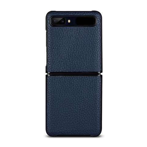 Custodia Lusso Pelle Cover per Samsung Galaxy Z Flip 5G Blu