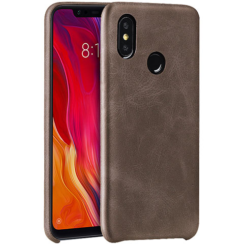 Custodia Lusso Pelle Cover per Xiaomi Mi 8 Marrone