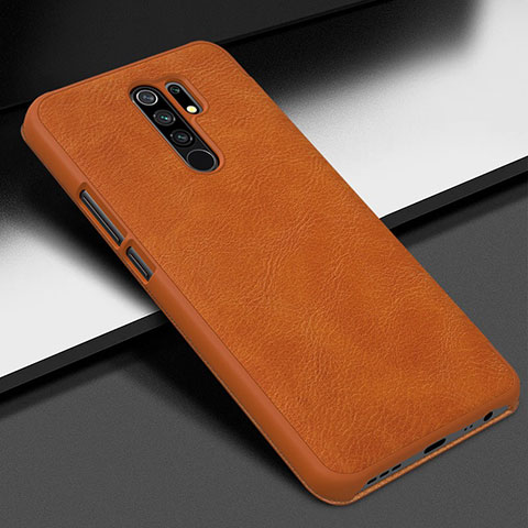 Custodia Lusso Pelle Cover per Xiaomi Redmi 9 Arancione
