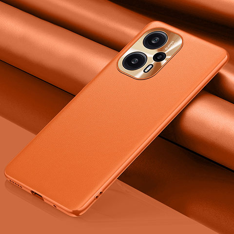 Custodia Lusso Pelle Cover QK1 per Xiaomi Poco F5 5G Arancione