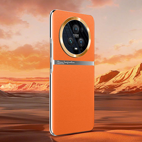 Custodia Lusso Pelle Cover QK4 per Huawei Honor Magic5 Pro 5G Arancione