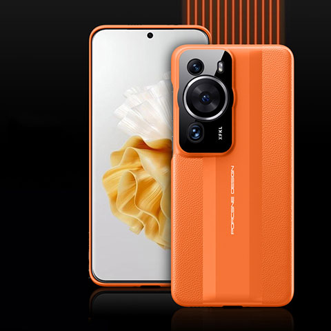 Custodia Lusso Pelle Cover QK5 per Huawei P60 Arancione
