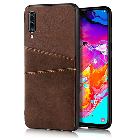 Custodia Lusso Pelle Cover R01 per Samsung Galaxy A70S Marrone