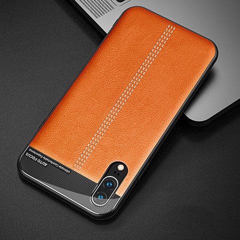 Custodia Lusso Pelle Cover R02 per Huawei P20 Arancione