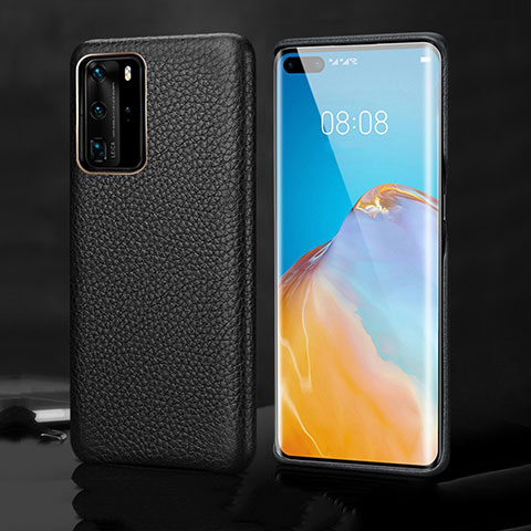 Custodia Lusso Pelle Cover R02 per Huawei P40 Pro Nero