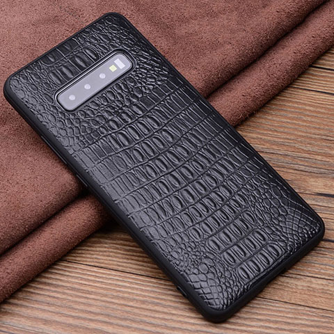 Custodia Lusso Pelle Cover R02 per Samsung Galaxy S10 Plus Nero