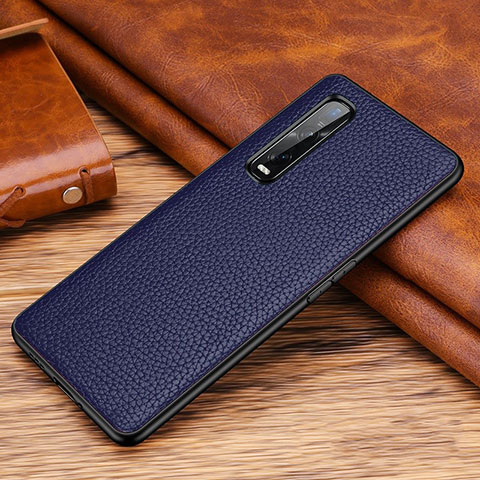 Custodia Lusso Pelle Cover R03 per Oppo Find X2 Pro Blu