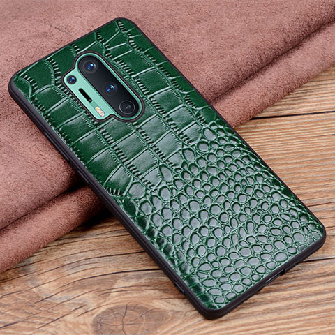 Custodia Lusso Pelle Cover R04 per OnePlus 8 Pro Verde