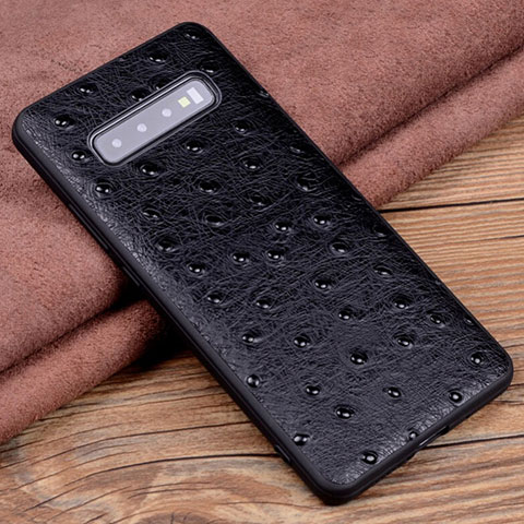 Custodia Lusso Pelle Cover R04 per Samsung Galaxy S10 Plus Nero