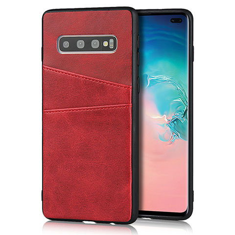 Custodia Lusso Pelle Cover R06 per Samsung Galaxy S10 Plus Rosso