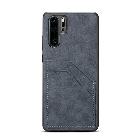 Custodia Lusso Pelle Cover R08 per Huawei P30 Pro Grigio Scuro