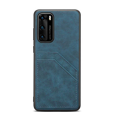 Custodia Lusso Pelle Cover R08 per Huawei P40 Blu