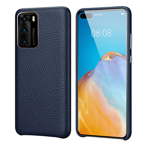 Custodia Lusso Pelle Cover R09 per Huawei P40 Blu