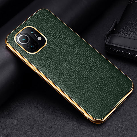 Custodia Lusso Pelle Cover S01 per Xiaomi Mi 11 5G Verde