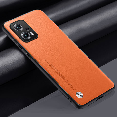 Custodia Lusso Pelle Cover S01 per Xiaomi Redmi Note 11T Pro+ Plus 5G Arancione