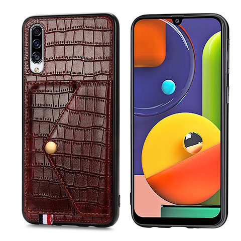 Custodia Lusso Pelle Cover S01D per Samsung Galaxy A50S Marrone