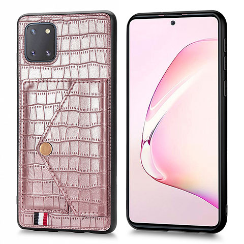 Custodia Lusso Pelle Cover S01D per Samsung Galaxy A81 Oro Rosa