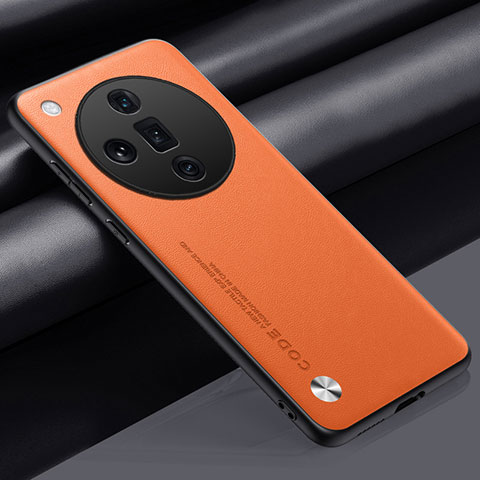 Custodia Lusso Pelle Cover S02 per Oppo Find X7 Ultra 5G Arancione