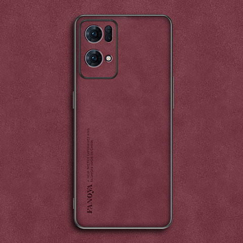 Custodia Lusso Pelle Cover S02 per Oppo Reno7 Pro 5G Rosso