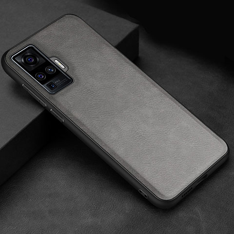 Custodia Lusso Pelle Cover S02 per Vivo X51 5G Grigio