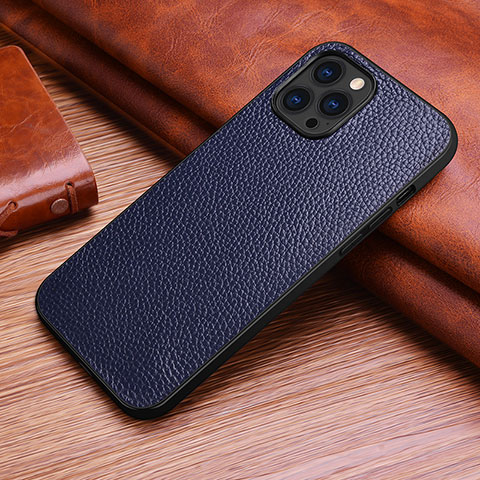 Custodia Lusso Pelle Cover S03 per Apple iPhone 13 Pro Blu