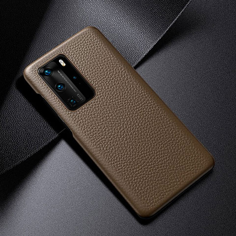 Custodia Lusso Pelle Cover S03 per Huawei P40 Pro Marrone