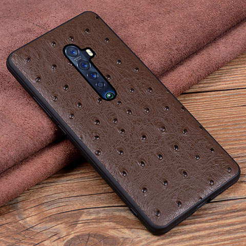 Custodia Lusso Pelle Cover S03 per Oppo Reno2 Marrone