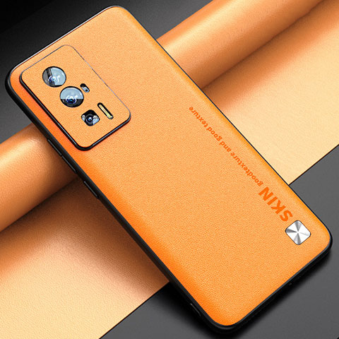 Custodia Lusso Pelle Cover S03 per Xiaomi Poco F5 Pro 5G Arancione