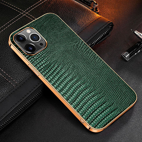 Custodia Lusso Pelle Cover S04 per Apple iPhone 13 Pro Verde