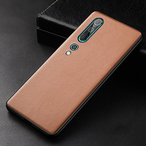 Custodia Lusso Pelle Cover S04 per Xiaomi Mi 10 Arancione