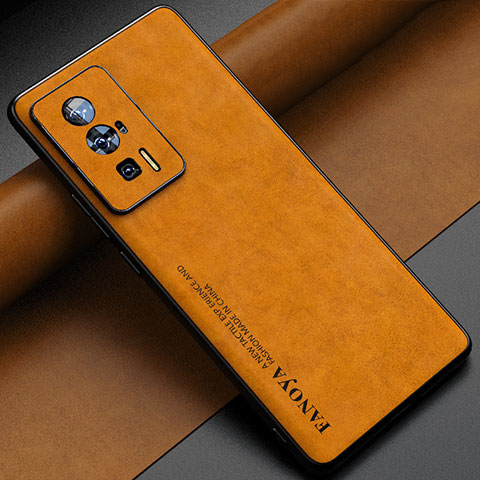 Custodia Lusso Pelle Cover S04 per Xiaomi Poco F5 Pro 5G Arancione