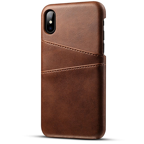 Custodia Lusso Pelle Cover S06 per Apple iPhone X Marrone