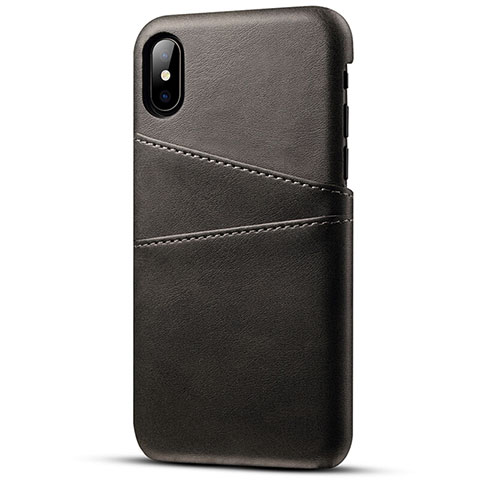 Custodia Lusso Pelle Cover S06 per Apple iPhone X Nero