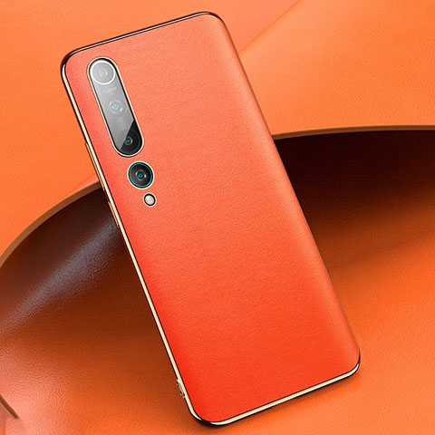 Custodia Lusso Pelle Cover S09 per Xiaomi Mi 10 Arancione