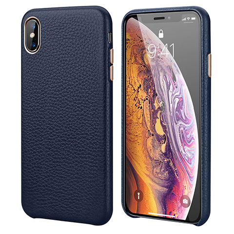 Custodia Lusso Pelle Cover S14 per Apple iPhone X Blu