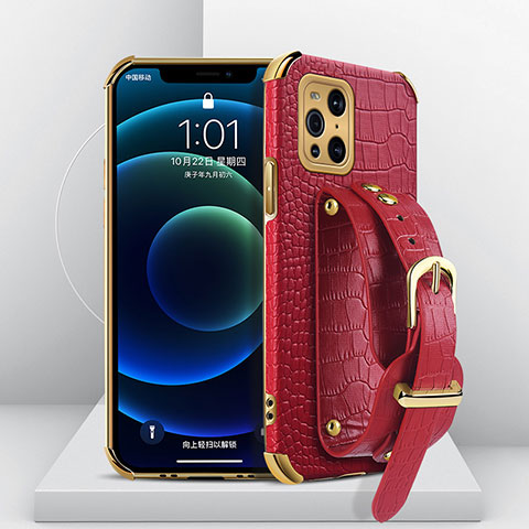 Custodia Lusso Pelle Cover XD1 per Oppo Find X3 Pro 5G Rosso