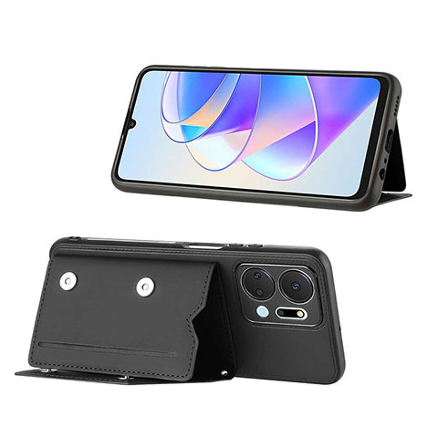 Custodia Lusso Pelle Cover Y01B per Huawei Honor X7a Nero