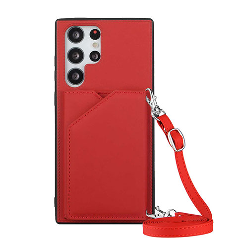 Custodia Lusso Pelle Cover Y01B per Samsung Galaxy S21 Ultra 5G Rosso
