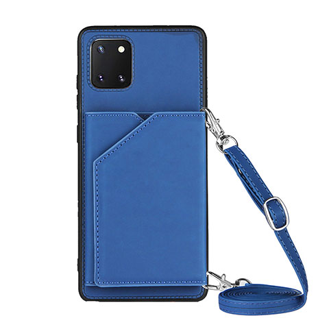 Custodia Lusso Pelle Cover Y02B per Samsung Galaxy A81 Blu