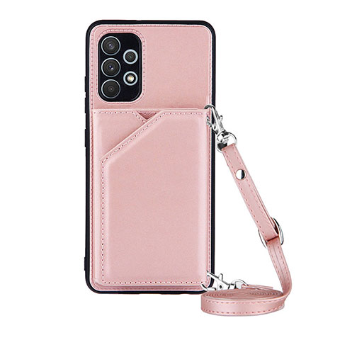 Custodia Lusso Pelle Cover Y02B per Samsung Galaxy M32 5G Oro Rosa