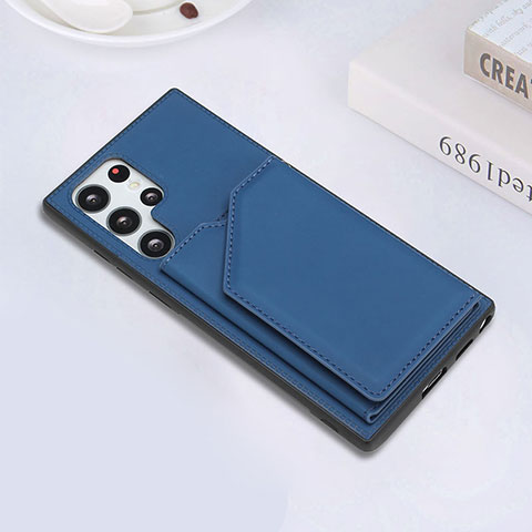Custodia Lusso Pelle Cover Y02B per Samsung Galaxy S21 Ultra 5G Blu