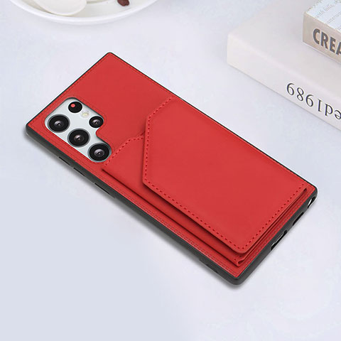 Custodia Lusso Pelle Cover Y02B per Samsung Galaxy S21 Ultra 5G Rosso